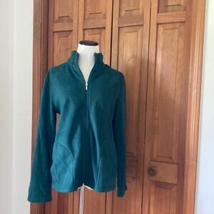 Kim Rogers Dark Green Fleece Zippered Sweater, Size S